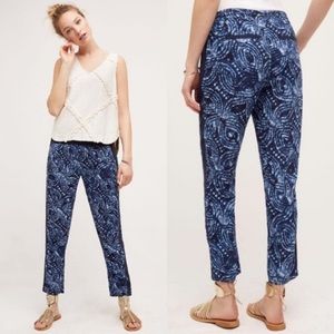 HEI HEI blue patterned mid rise elastic waist pants Small *WORN